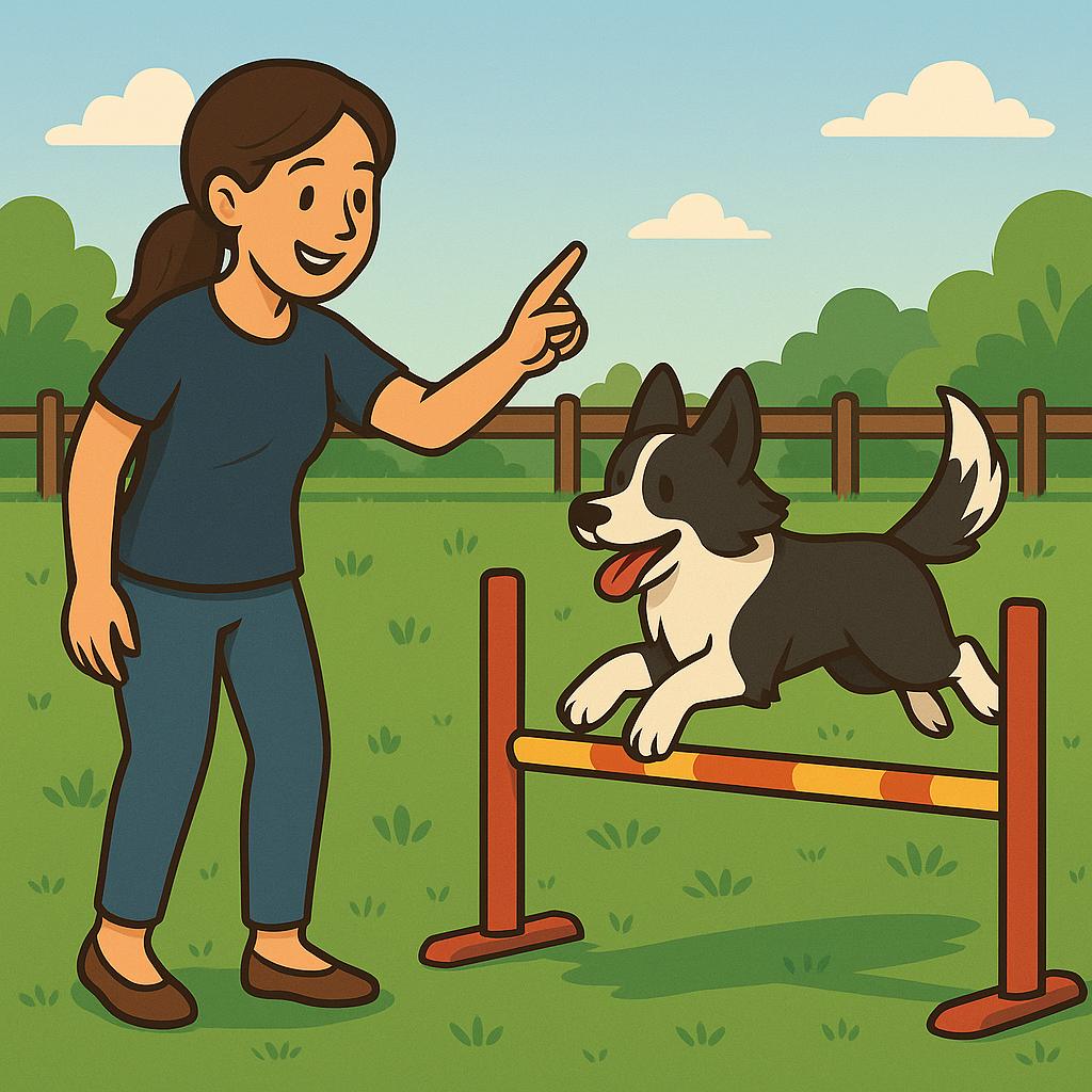 Chien franchissant un obstacle d’agility